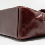 Chanel 16A Gold Bar Top Handle Flap Bag Glazed Calfskin Burgundy GHW
