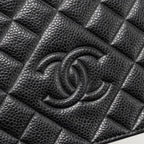 CHANEL QUILTED DIAMOND CC LOGO WALLET ON CHAIN CAVIAR BLACK SHW