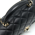 CHANEL 22P TOP HANDLE MINI RECTANGULAR FLAP BAG LAMBSKIN BLACK LGHW
