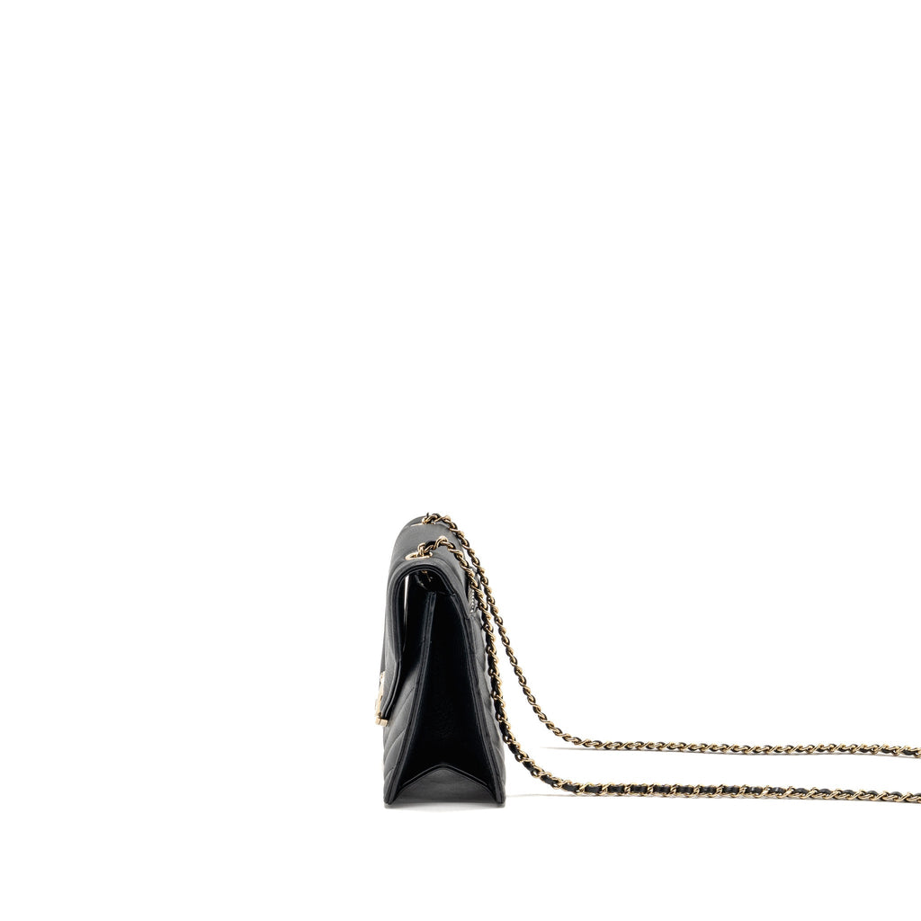 Chanel Small Envelope Flap Bag Chevron Calfskin Black GHW