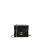 Chanel Small Envelope Flap Bag Chevron Calfskin Black GHW