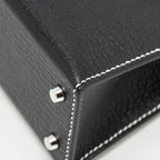 Hermes Mini Kelly II special order Chevre Mysore black / gris perle white stitching SHW