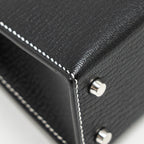 Hermes Mini Kelly II special order Chevre Mysore black / gris perle white stitching SHW