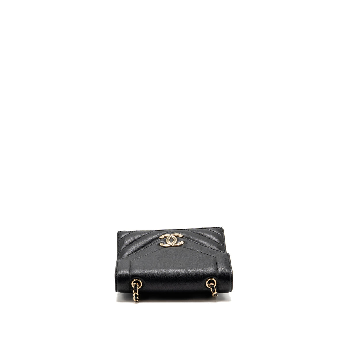 Chanel Small Envelope Flap Bag Chevron Calfskin Black GHW