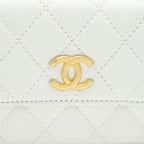 CHANEL PEARL CRUSH MINI CROSSBODY BAG LAMBSKIN WHITE GHW