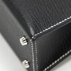 Hermes Mini Kelly II special order Chevre Mysore black / gris perle white stitching SHW