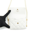 CHANEL PEARL CRUSH MINI CROSSBODY BAG LAMBSKIN WHITE GHW