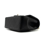 CHANEL TOP HANDLE MINI RECTANGULAR FLAP BAG LAMBSKIN BLACK LGHW(MICROCHIP)