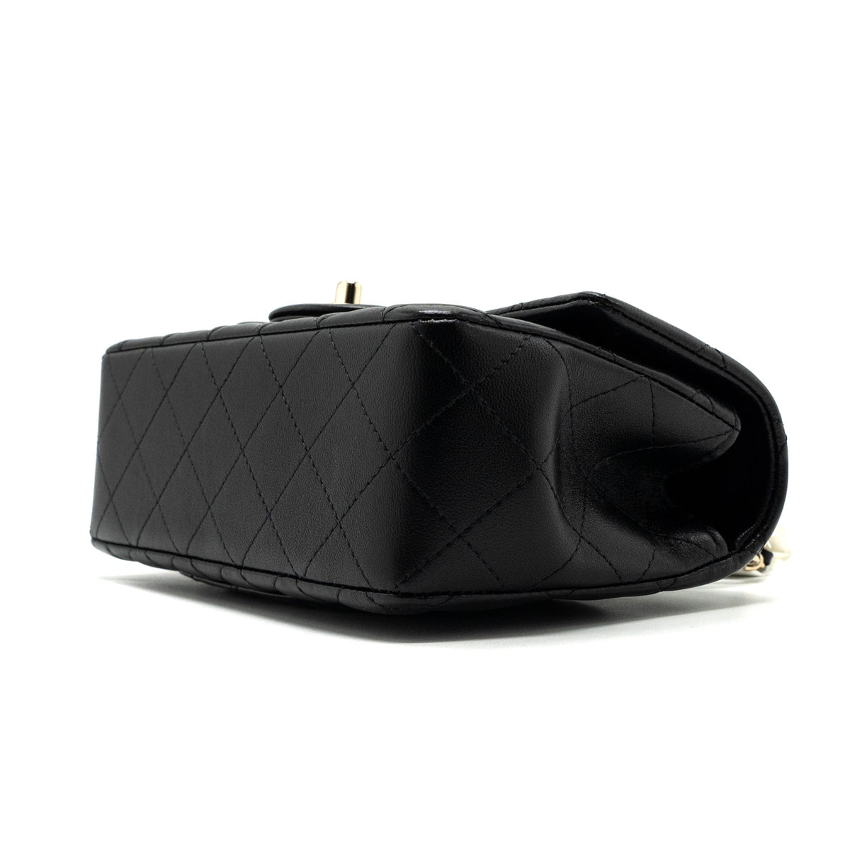 CHANEL TOP HANDLE MINI RECTANGULAR FLAP BAG LAMBSKIN BLACK LGHW(MICROCHIP)
