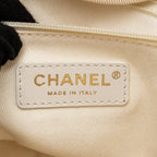CHANEL DEAUVILLE TOTE BAG WITH PEARL LOGO FABRIC/LEATHER CREAMY WHITE/BEIGE LGHW
