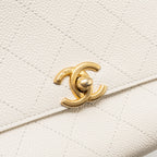 CHANEL CHIC AFFINITY TOP HANDLE FLAP BAG CAVIAR WHITE GHW