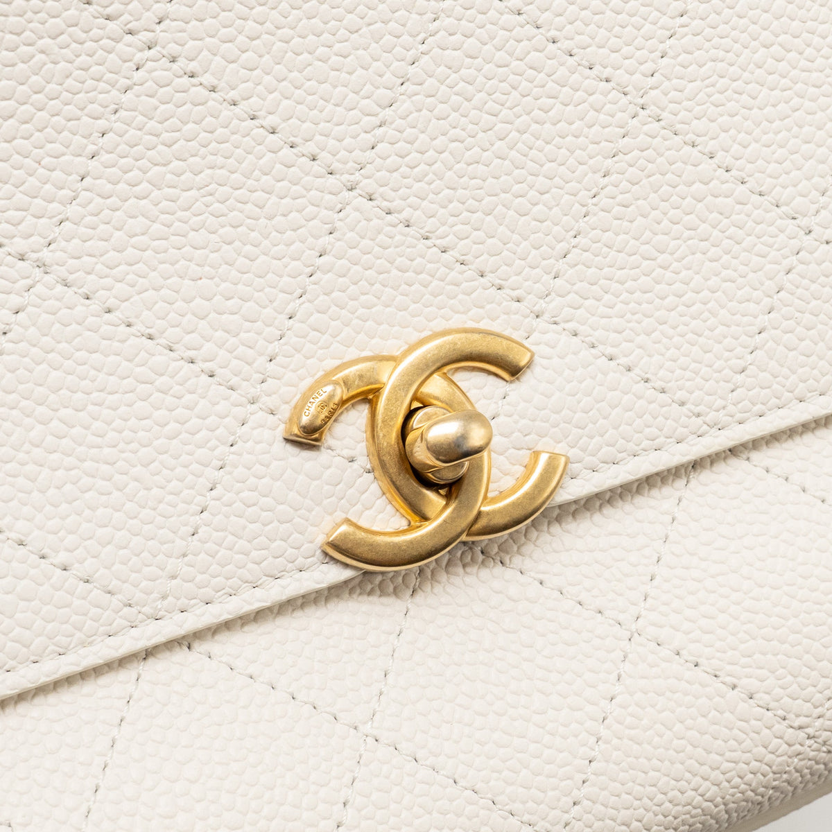 CHANEL CHIC AFFINITY TOP HANDLE FLAP BAG CAVIAR WHITE GHW