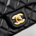 CHANEL PEARL CRUSH MINI SQUARE FLAP BAG LAMBSKIN BLACK GHW (MICROCHIP)