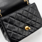 CHANEL PEARL CRUSH MINI SQUARE FLAP BAG LAMBSKIN BLACK GHW (MICROCHIP)