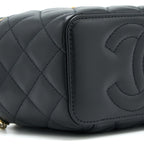 CHANEL 22K LEATHER CHAIN TOP HANDLE LONG VANITY CASE LAMBSKIN BLACK BRUSHED GHW