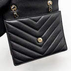 Chanel Small Envelope Flap Bag Chevron Calfskin Black GHW