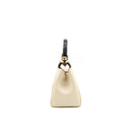 FENDI PEEKABOO MINI HANDLE BAG LAMBSKIN IN CAMELIA/BLACK