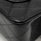 CHANEL SMALL CLASSIC DOUBLE FLAP BAG CAVIAR BLACK GHW (MICROCHIP)