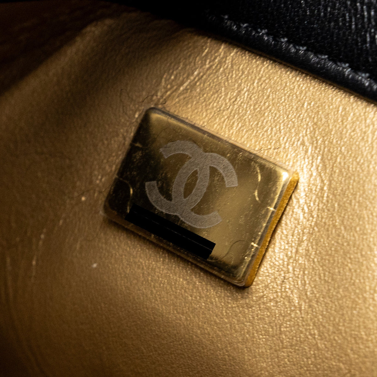 CHANEL PEARL CRUSH MINI SQUARE FLAP BAG LAMBSKIN BLACK GHW (MICROCHIP)