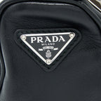 PRADA TRIANGLE LEATHER SHOULDER BAG BLACK SHW