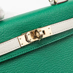 Hermes Mini kelly special order chèvre Mysore Vert vertigo/Gris Perle LGHW