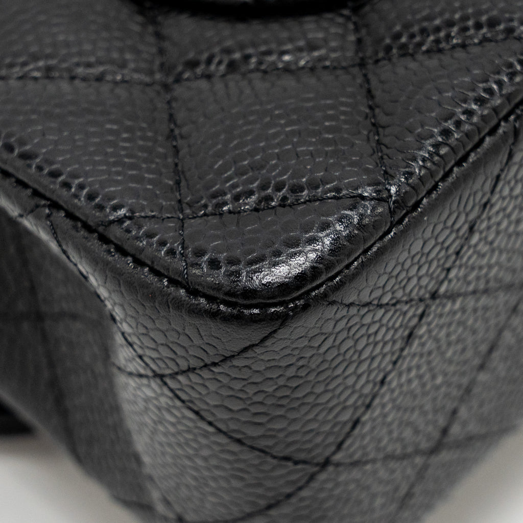 CHANEL SMALL CLASSIC DOUBLE FLAP BAG CAVIAR BLACK GHW (MICROCHIP)