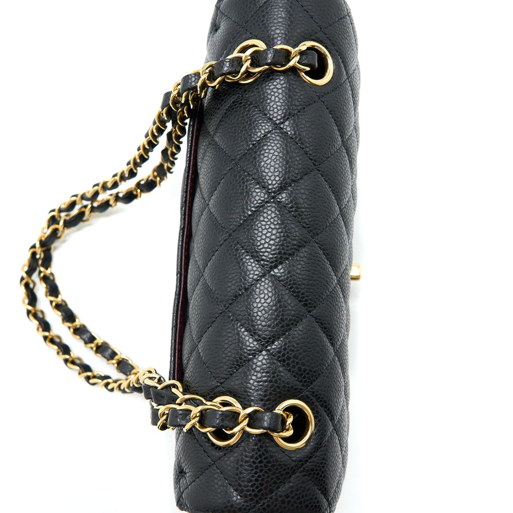 CHANEL SMALL CLASSIC FLAP BAG CAVIAR BLACK GHW (MICROCHIP)