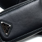PRADA TRIANGLE LEATHER SHOULDER BAG BLACK SHW