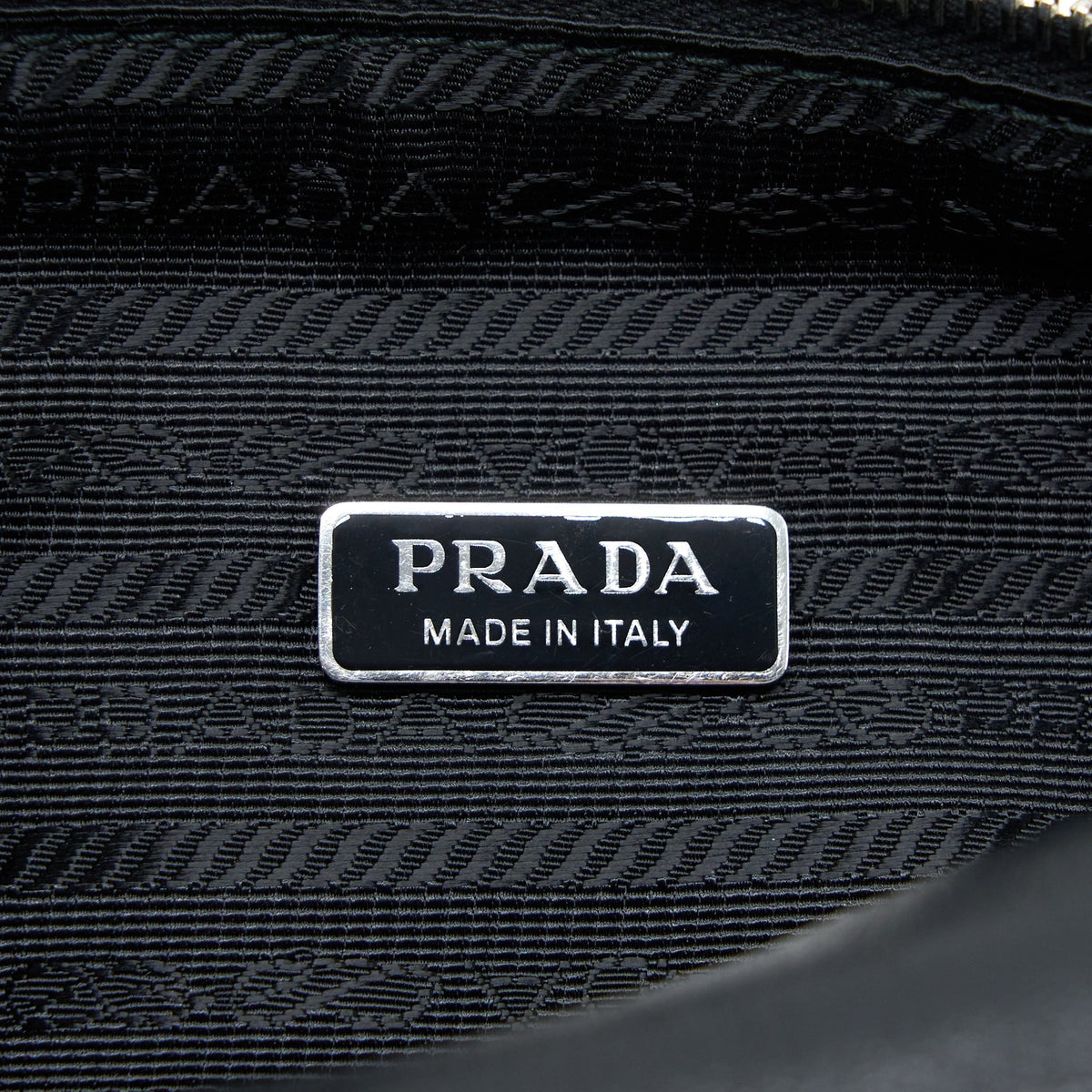 PRADA TRIANGLE LEATHER SHOULDER BAG BLACK SHW