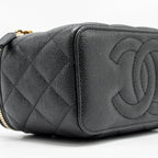CHANEL COCO LOVE LONG VANITY WITH ADJUSTABLE CHAIN CAVIAR BLACK GHW (MICROCHIP)