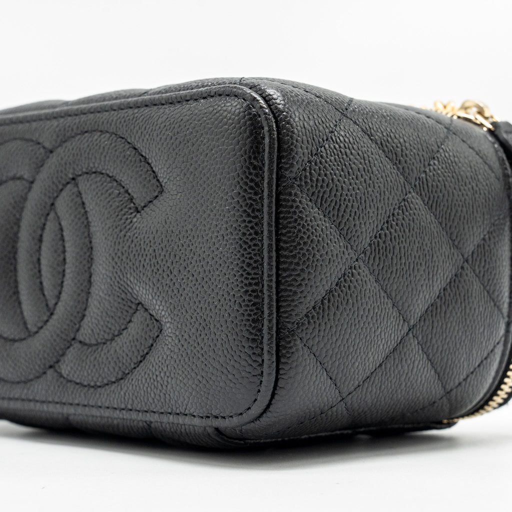 CHANEL COCO LOVE LONG VANITY WITH ADJUSTABLE CHAIN CAVIAR BLACK GHW (MICROCHIP)