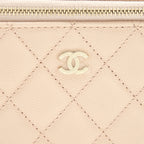 CHANEL 22C LONG VANITY WITH CHAIN CAVIAR LIGHT BEIGE LGHW