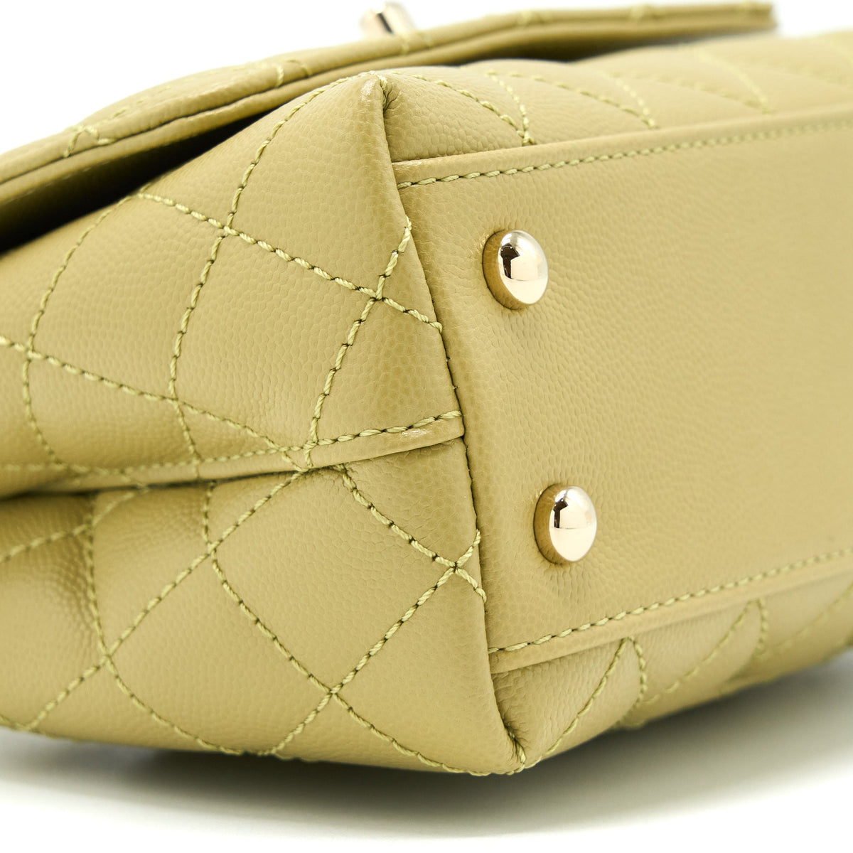 CHANEL EXTRA MINI COCO HANDLE CAVIAR GREEN LGHW (MICROCHIP)