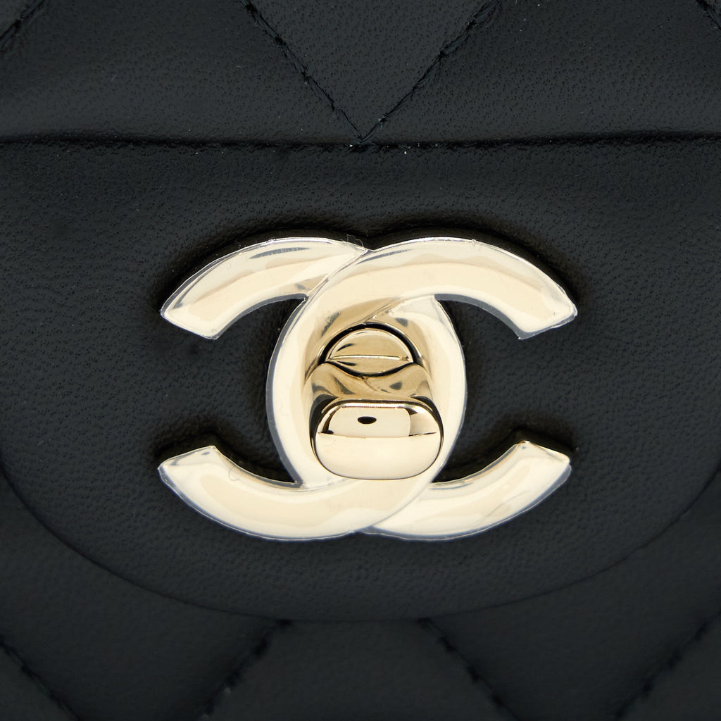 CHANEL TOP HANDLE MINI RECTANGULAR LAMBSKIN BLACK LGHW (MICROCHIP)