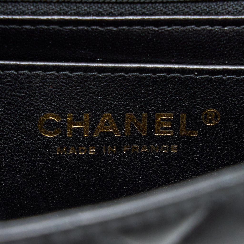 CHANEL TOP HANDLE MINI RECTANGULAR LAMBSKIN BLACK LGHW (MICROCHIP)