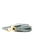 DIOR MEDIUM SADDLE BAG GRAINED CALFSKIN GREY WITH DIOR CANVAS SHOULDER STRAP