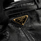 PRADA BONNIE MEDIUM LEATHER HANDBAG CALFSKIN BLACK GHW