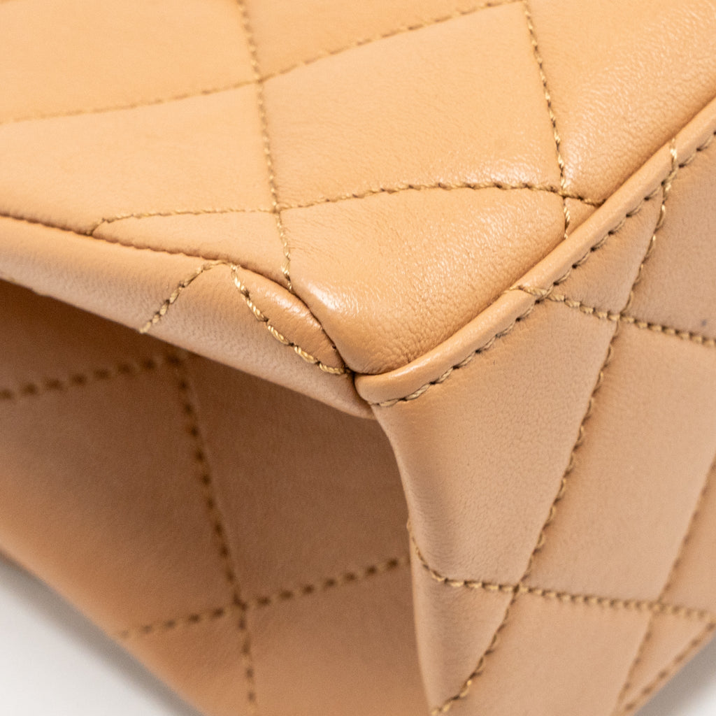 Chanel Detailed Chain CC Flap Bag Lambskin Dark Beige GHW (Microchip)