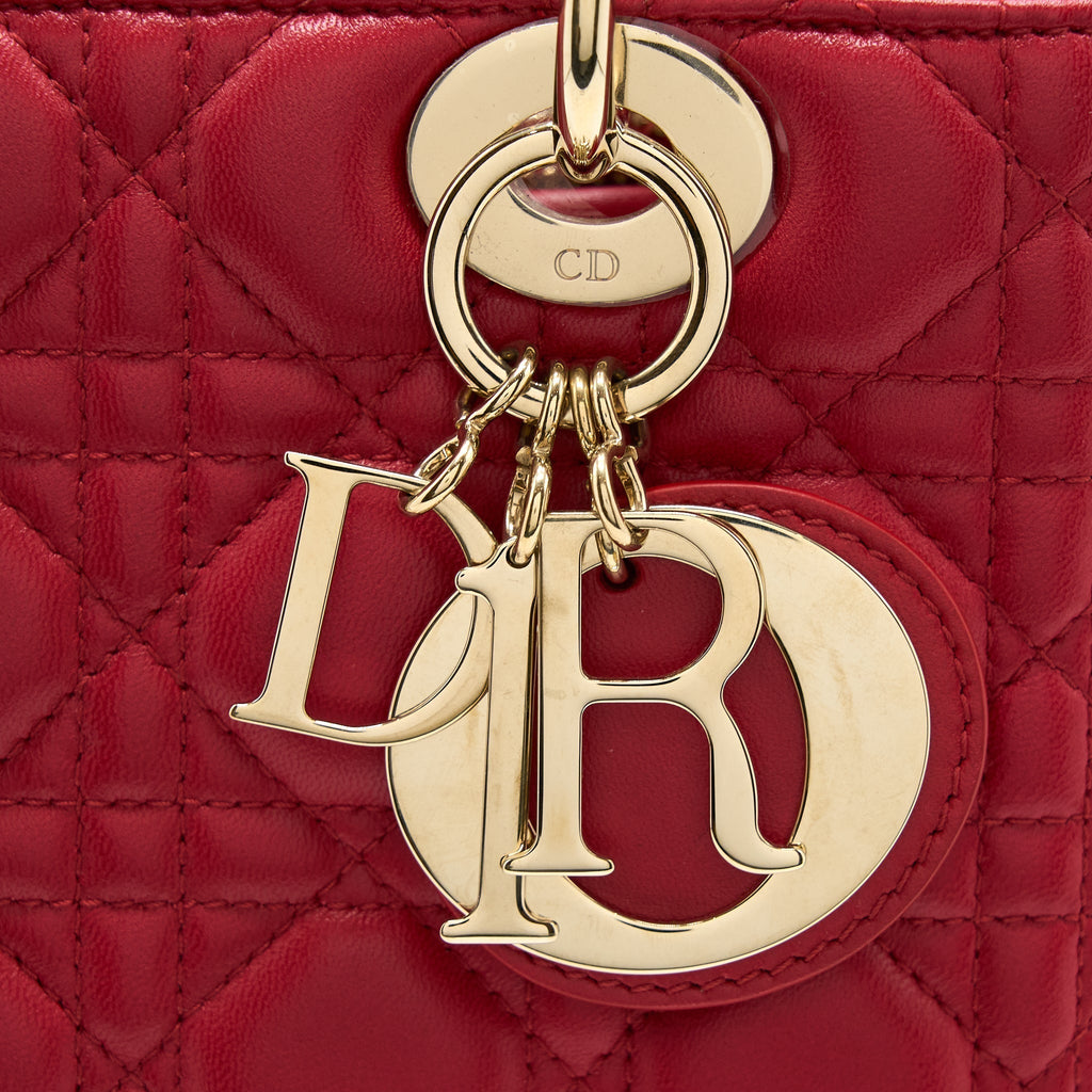 DIOR MEDIUM LADY DIOR LAMBSKIN RED GHW