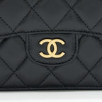 CHANEL 2021 FLAP COIN PURSE WITH CHAIN BLACK GHW