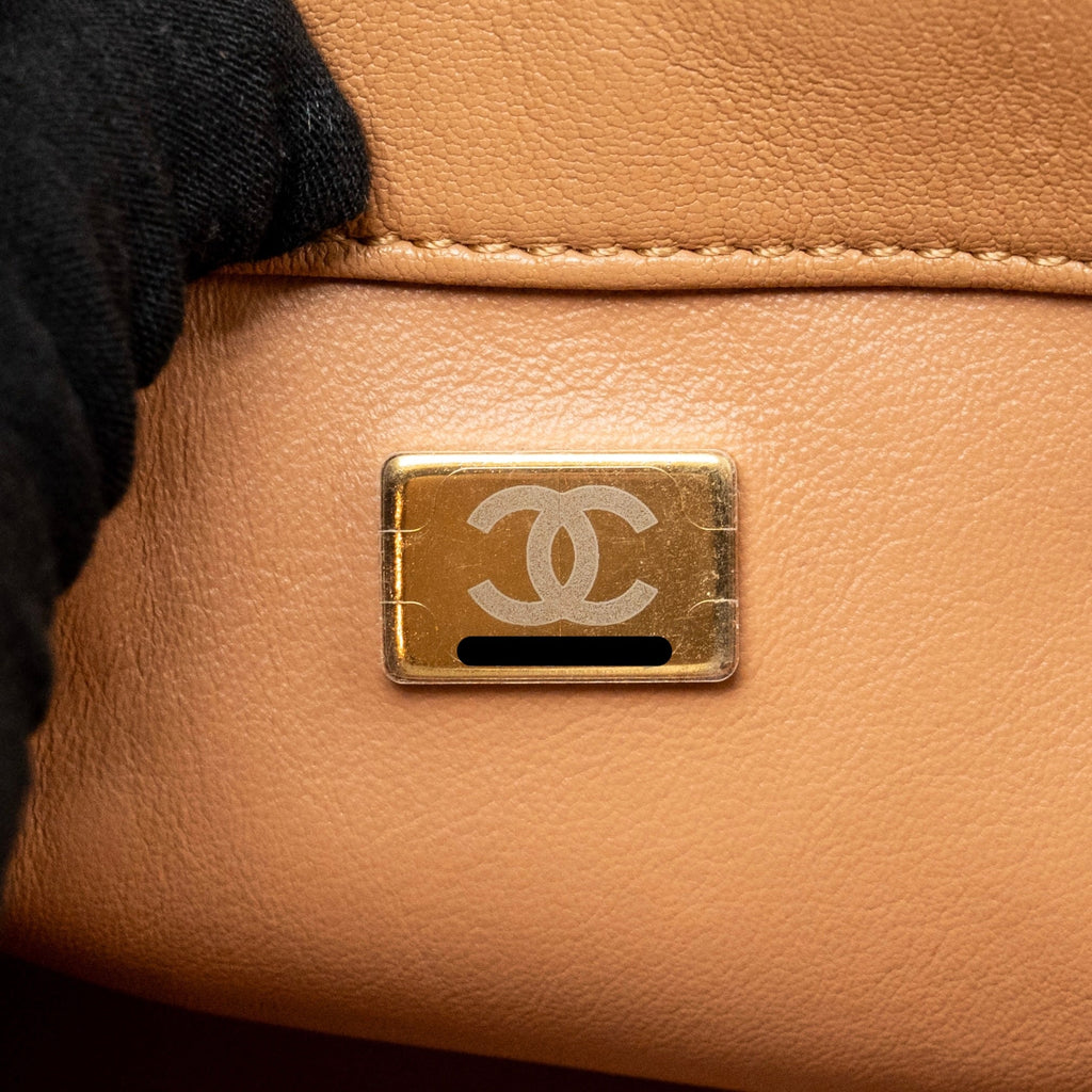 Chanel Detailed Chain CC Flap Bag Lambskin Dark Beige GHW (Microchip)