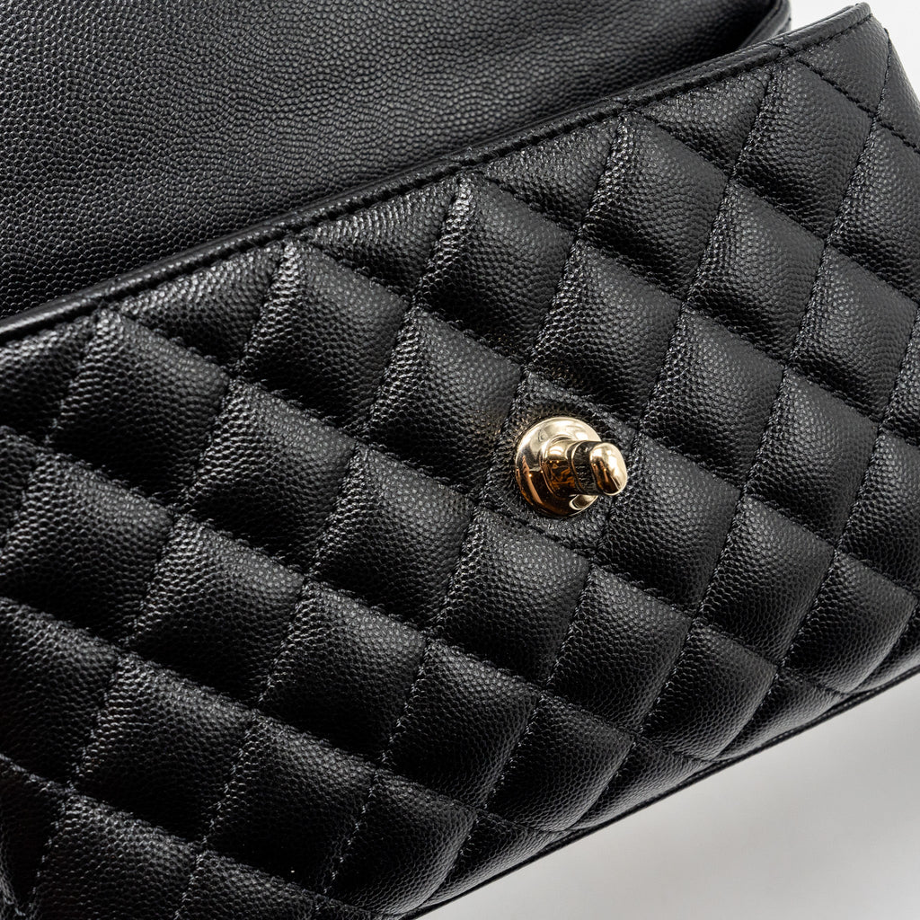 CHANEL SMALL COCO HANDLE WITH LIZARD EMBOSSED HANDLE CAVIAR BLACK LGHW (MICROCHIP)
