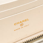 CHANEL GOLD PILLAR ADJUSTABLE CHAIN LONG VANITY LAMBSKIN WHITE GHW (MICROCHIP)