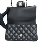 CHANEL TOP HANDLE MINI RECTANGULAR LAMBSKIN BLACK LGHW (MICROCHIP)