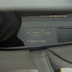 DIOR MEDIUM SADDLE BAG GRAINED CALFSKIN GREY WITH DIOR CANVAS SHOULDER STRAP