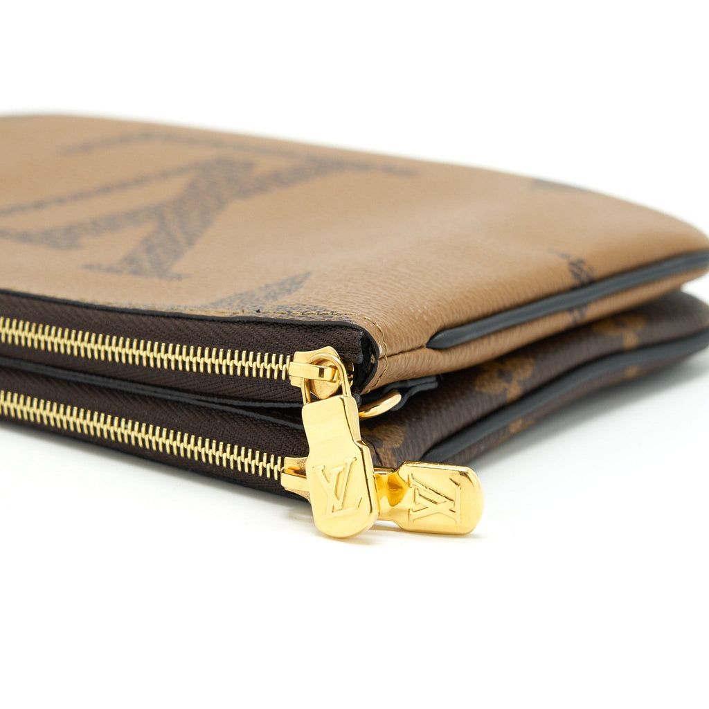 LOUIS VUITTON DOUBLE ZIP POCHETTE MONOGRAM GHW