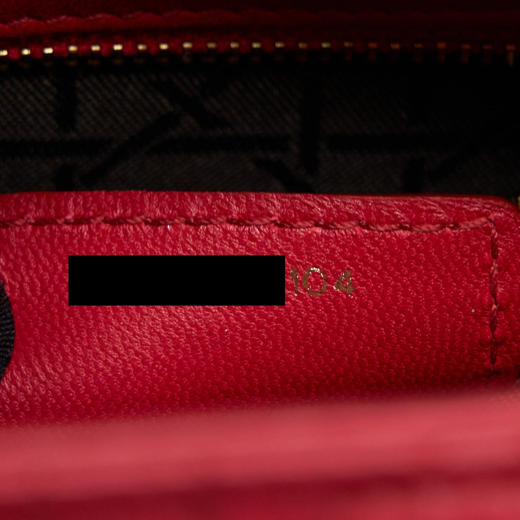 DIOR MEDIUM LADY DIOR LAMBSKIN RED GHW