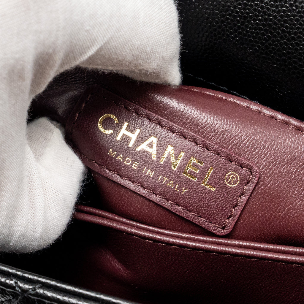 CHANEL SMALL COCO HANDLE WITH LIZARD EMBOSSED HANDLE CAVIAR BLACK LGHW (MICROCHIP)