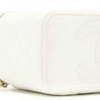 CHANEL PEARL CRUSH LONG VANITY CASE LAMBSKIN WHITE BRUSHED GHW