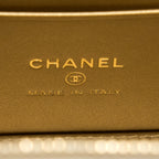 CHANEL PEARL CRUSH LONG VANITY CASE LAMBSKIN WHITE BRUSHED GHW
